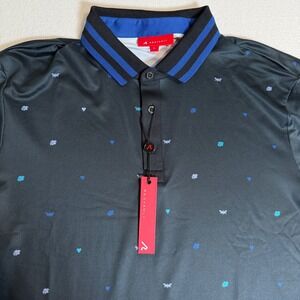 REDVANLY Langham Polo Shirt Men's L Large Black Blue Tuxedo Athletic Luxury Golf